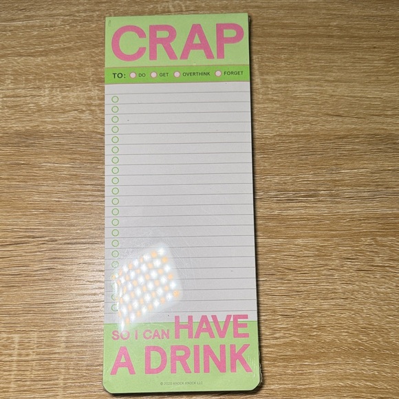 Knock Knock Other - NWT- KNOCK KNOCK Make a List Pad • Notepad Pink and Green Funny